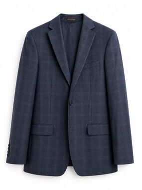 Jos. A. Bank Reserve Tailored Fit Navy Windowpane 100% Italian Wool Suit Coat
